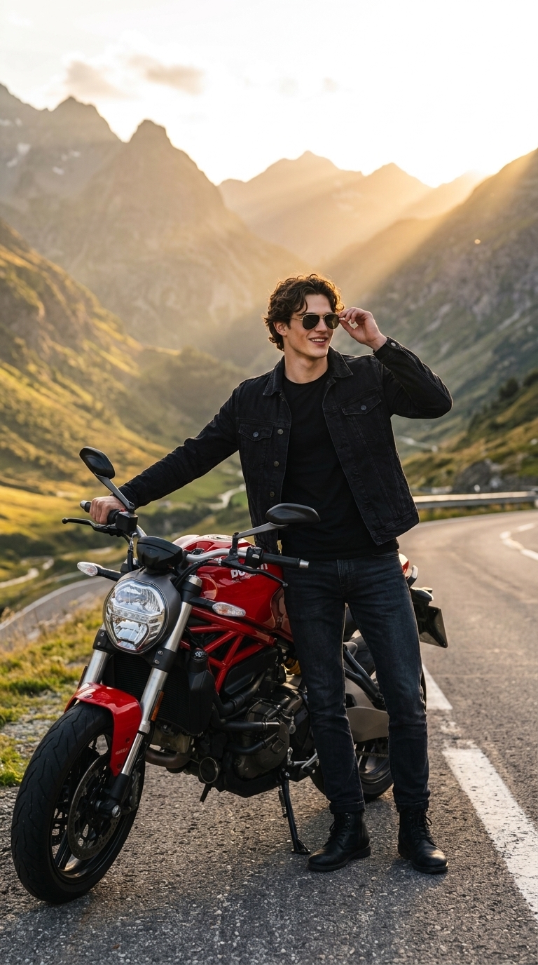 Золотой час на Ducati: Стильный байкер